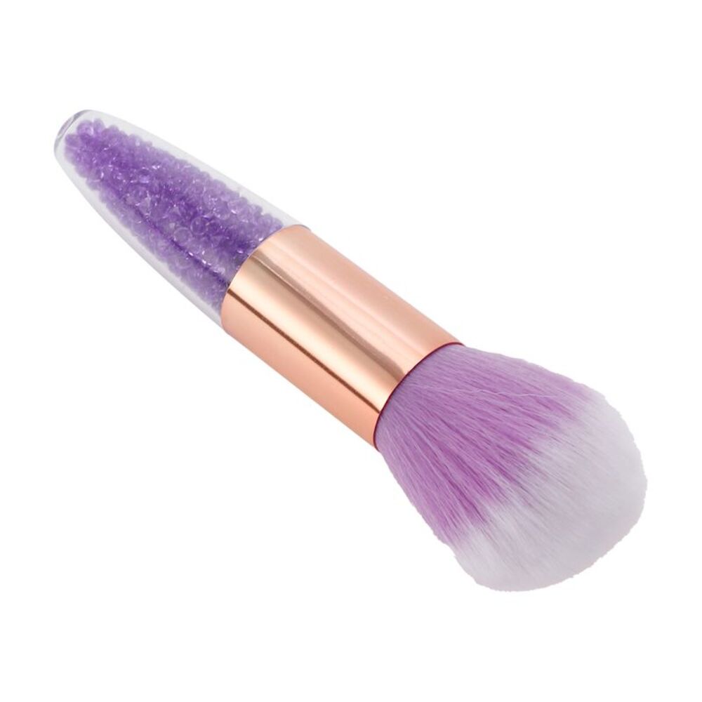 Durable Faux Diamond Clear Handle Purple Nail Brush for Cleaning Fingernails